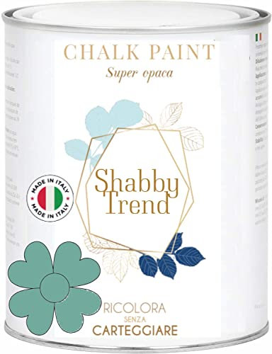 GENERICO SHABBY TREND® CHALK PAINT Pittura Shabby Chic Vintage Mobili Pareti Extra Opaca 120 VARIANTI (375ml, PETROLIO)