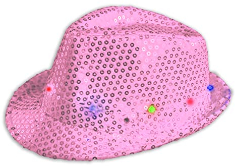 The Glowhouse Chapeau Fedora LED clignotant (rose)