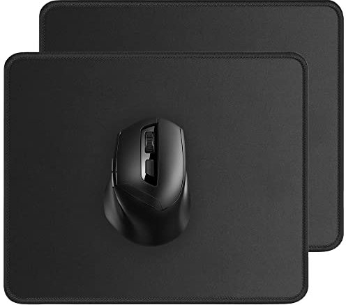 Black Mouse Pad 8.7 * 11 in. 2PC Basic Mouse Pads Bundle for Compuer and Laptop, Big Mouse Mat with Non-Slip Rubber Base & Stitched Edges, Premium-Textured & Waterproof Computer Mousepad