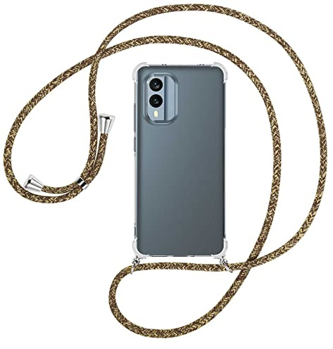 mtb more energy® Handykette kompatibel mit Nokia X30 5G - Natural - Smartphone Hülle zum Umhängen - Anti Shock Full TPU Case