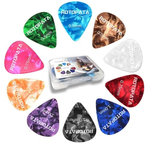 ROTOPATA 15 Pack Guitar Picks Variety Pack with Organizer Box