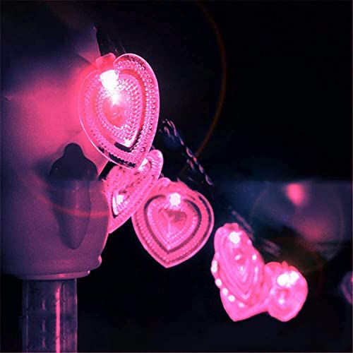 SUAVER 20LED Herz Solar Lichterkette Aussen 9.8ft Garten Deko Lampions Außenlaternen 8 Modi Wasserdicht Solar Beleuchtung für Garten,Balkon,Hof,Hochzeit,Party Deko (Pink)