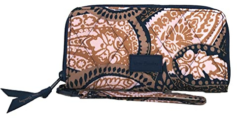 Vera Bradley Fern Paisley Wristlet Wallet, RFID Blocking Travel Wallet, Lightweight Accordion Wallet with Zip Closure, Multiple Card & Bill Slots