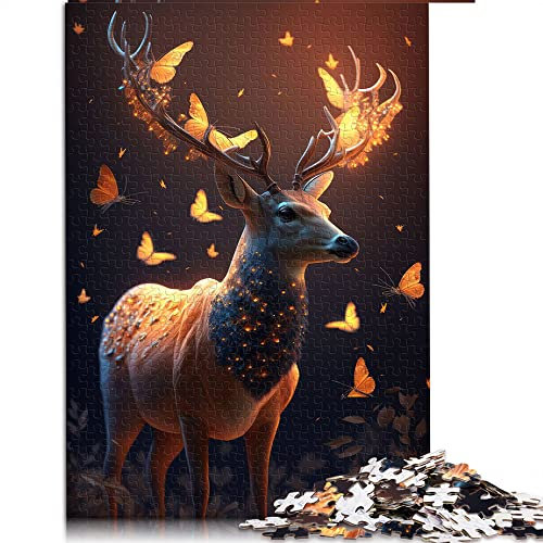 1000 Teile Puzzle Fantasy Schmetterlinge Hirsch Puzzle Geschenk Holzpuzzle Puzzles für Kindergeschenke (Größe 50x75cm)