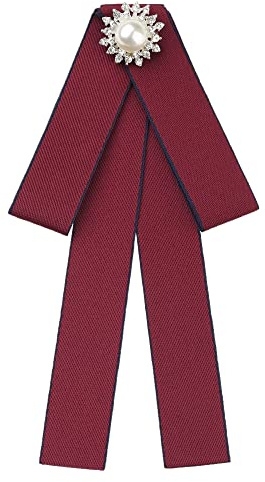 Elerevyo Broche nœud papillon pour femme avec ruban pré-noué, bordeaux, taille unique