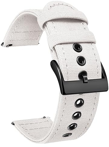 BINLUN Canvas Watch Strap Quick Release Sail Cloth Watch Band 18mm 20mm 22mm 24mm Cotton Fabric Sport Watch Straps Replacement Smartwatch Bands for Men and Women with Silver/Black Buckle