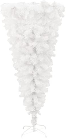 NAMUlA Künstlicher Weihnachtsbaum, umgedrehter Weihnachtsbaum, einzigartige Weihnachtskiefer für drinnen und draußen, Weihnachtsdekoration, mit Ständer, Weiß, 120 cm Fashionable