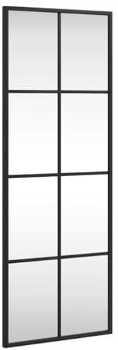 vidaXL Wandspiegel, Hängend Rechteckig Spiegel Badspiegel, Fensterspiegel für Badezimmer Wohnzimmer, Dekospiegel Flurspiegel, Schwarz 30x80 cm Eisen