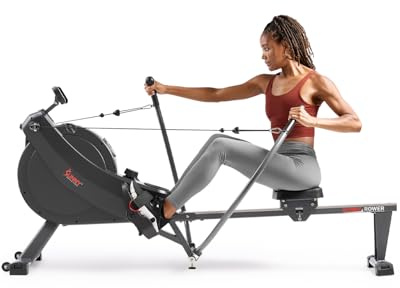 Sunny Health & Fitness Magnetic Rowing Machine with Extended Slide Rail, Full-Body Workout, Low-Impact, Innovative Full Motion or Premium Water Motion and Optional Exclusive Free SunnyFit App