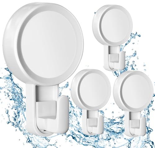 GlobaLink Gancho Ventosa Súper Fuerte 4 Piezas, Colgador Toalla Baño, 1S Instalación Rápida, No Poroso Colgador Ventosa Carga 5KG, Reutilizables, Ganchos Ventopara para Baño, Azulejos, Pared, Cocina