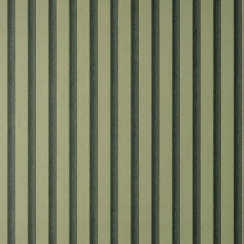 Acoustic Wood Panels Sage Green Wallpaper - Modern Contemporary Stylish Trendy - Bedroom Living Room Feature Wall