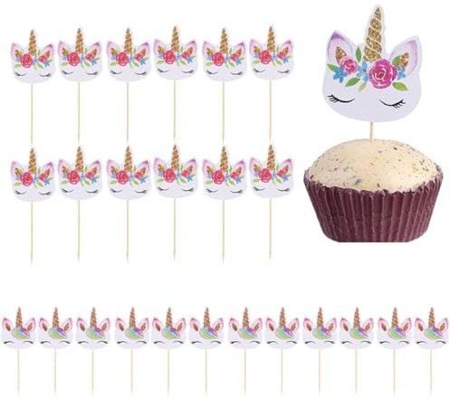 Fc'Noqgn Einhorn Muffin Dekoration, 24 Stück, Lila, Cupcake Topper, Kuchendekoration, für Feier