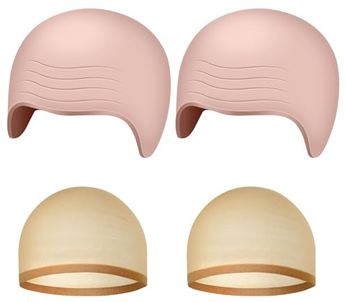 NACHLYNN Lot de 2/4/6 bonnets chauves d'Halloween pour maquillage adulte en latex pour perruque chauve en nylon pour fête d'Halloween pour homme, teint, taille L