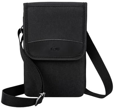 KIWIFOTOS Custodia per telefono cellulare, porta passaporto a tracolla per viaggi, custodia da cintura per telefoni cellulari, borsa porta telefono con tracolla, custodia da trasporto per uomo (nero)