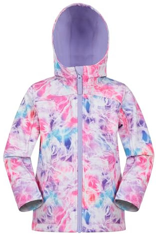 Mountain Warehouse Exodus Kids Softshell Jacket - Breathable Childrens Jacket, Water Resistant Girls Coat, Fleece Lined Boys Hoodie, Wind Resistant - For Spring Summer Dark Pink Kids Size 3-4 Years
