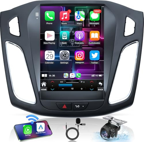 Autoradio Android 12 für Ford Focus 2012-2018: 25,6 cm (10,1 Zoll), 1024 x 768 HD, Touchscreen, 4 Core, 2 + 64 G, kabellos, Carplay, Spiegelverbindung