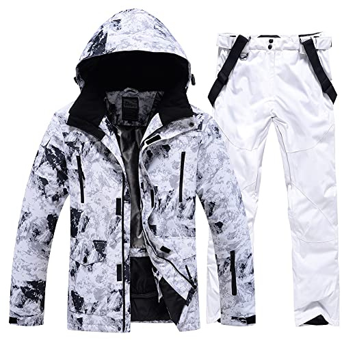 Combinaison de neige pour homme, ensemble d'hiver chaud pour la neige, le ski, la randonnée, l'escalade, le snowboard isolé changjia, 5 blanc + blanc, XL