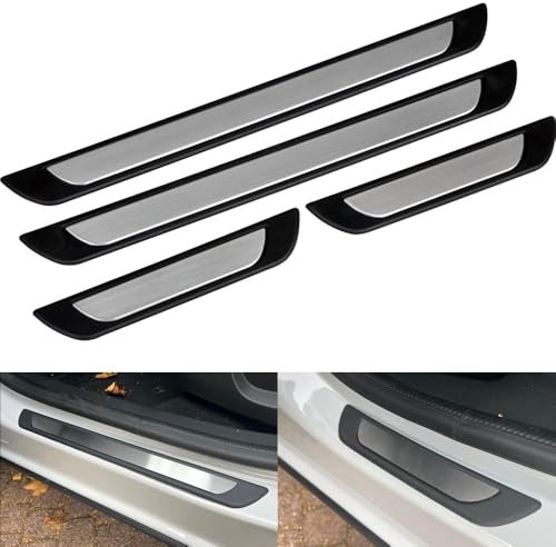 4pcs Protection Seuils De Porte Voiture Pièces pour Renault Clio 5 AB 2019-2023 2024,Protection de Seuil Porte Plaques en Acier Inoxydable et Plastique pour Extérieur Voiture