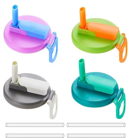 BSITSSS 4PCS Dosendeckel Mit Strohhalm, Wiederverwendbare Soda Can Cover, Soda Can Lid Cover, Dosen Strohhalm, Getränkedosen Verschluss mit Flip Strohhalm Passt Standard für Dosen Bier Saft Seltzer