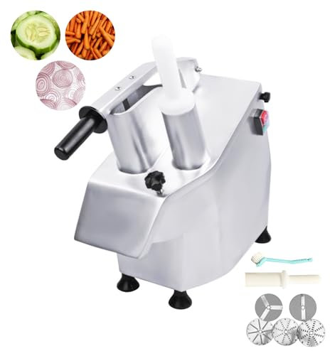Coupe Légumes Électrique Professionnel - 5 Disques Inox Inclus (2mm, 4mm, 3mm, 4mm, 7mm) - Capacité 300kg/h - 550W - Aluminium - Sécurité Renforcée