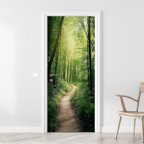 Türbekleben Wald Türtapete, Selbstklebend TürPoster Wald Türbilder, 3D Fototapete Türfolie Poster Tapete Türaufkleber Tür Tapeten 77 x 200 cm q3504