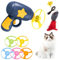 HTRTRR Juego de juguetes para gatos, lanzador interactivo con 5 hélices de colores, juguete de inteligencia para gatos, interior y exterior, autoempleo para cazar gatos (azul)