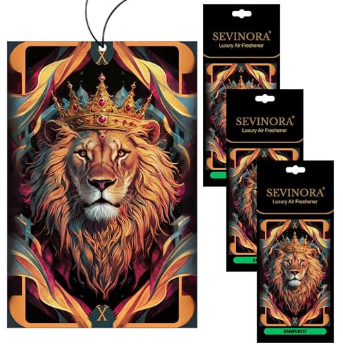 Duftbaum Auto Lufterfrischer – Löwen-König Design – Rainforest Duft – 3er Pack – Premium Lufterfrischer für Auto & Dekoration