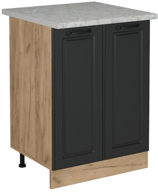 Vicco Küchenunterschrank R-Line, Küchenkommode, Anthrazit Landhaus, 60 cm AP Marmor