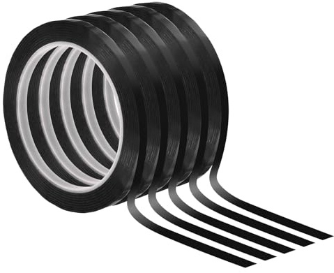PATIKIL Weißwandband 5mm X 66m, 5er Pack Dünnes Whiteboard Band für Grafik Chart Markierung DIY Kunst, Schwarz
