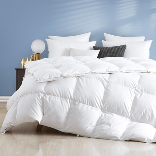 Dafinner Ganzjahres Daunendecke, Luxus-Daunendecke 200 × 200 cm | 90 % Daunen, mit einem Baumwollbezug, der den Oeko-Tex- und RDS-Standards entspricht, atmungsaktiv und pflegeleicht
