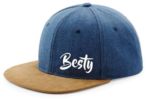 Huuraa Cappy Mütze Besty Bestie Denim Baumwolle und Polyester Snapback Kappe Geschenkidee