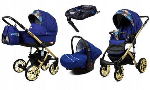 BabyLux® Kinderwagen Set 4 in 1 - Lumio - incl. Babywanne, Buggy Sportsitz, Auto-Babyschale - Autositz - Kinderwagenset - Kombikinderwagen mit Wickeltasche, Regenschutz usw.