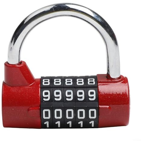 Cadenas robuste à combinaison à 5 chiffres avec fonction de changement de code facile (rouge)