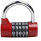 Cadenas robuste à combinaison à 5 chiffres avec fonction de changement de code facile (rouge)