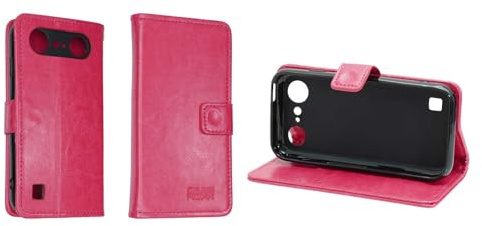 caseroxx Bookstyle-Case für Doro Aurora A10 / A11, pink | Aufklappbare Buch-Schutzhülle mit Innenfächern und Rundumschutz für den Alltag, aus Kunstleder