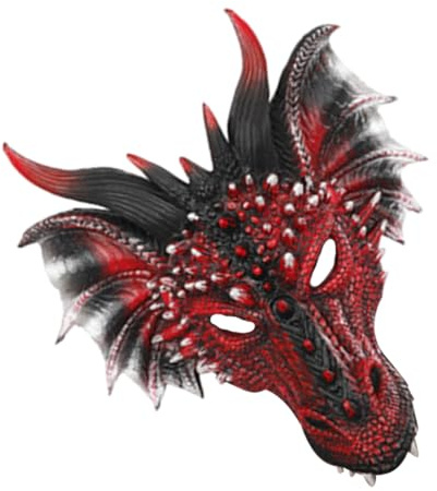 STOBAZA Masque de Dragon Réaliste Noir et Rouge pour Halloween et Cosplay Masque Animal Complet Ajustable Décoration de Fête et Costume Carnaval Adulte