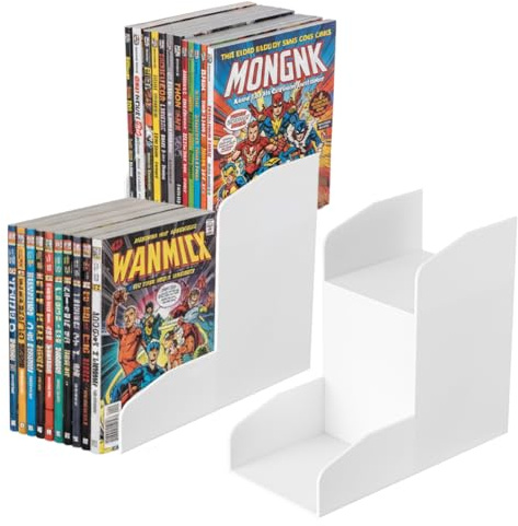 Thyle 2 Pack 2-tier Bookshelf Riser Stand, Space-saving Display Shelf Organizer for Manga, Novels & Collectibles, PLA Book Riser for Maximizing Shelf Storage