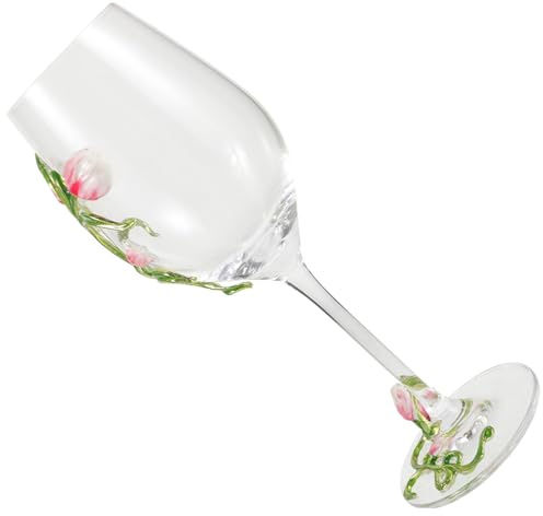 BESTYASH Verre à Vin Tulipe Décoratif Gobelet en Verre pour Cocktails Eau Jus Thé Usage Polyvalent Présent pour Enseignants Mères Fêtes Décoration de Table Événement Spécial