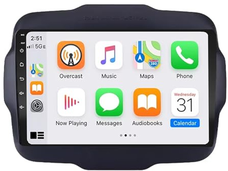 9 Pollici Car Stereo con BT GPS FM RDS DSP WiFi Dual USB Controllo del Volante AHD Android 15 2 DIN Touch Screen Autoradio per Jeep Renegade 2016-2020(H3 4+64G)