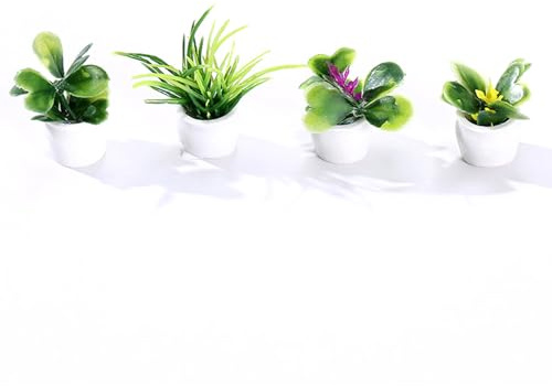 Ensemble de Plantes Miniatures en résine Artificielle pour Maison de poupée, 4 pièces, Mini Plantes en Faux Pot pour décoration Maison poupée