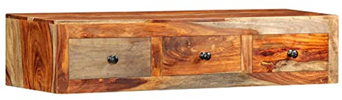 sephironlbb Table console murale 100 x 25 x 20 cm en bois d'acacia massif, avec 3 tiroirs, table d'appoint étroite pour salon et chambre à coucher