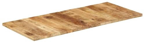 Foknhdi Tischplatte Mangoholz 140x60 cm 25-27 mm Massivholz mit 3 Holzbalken Industrial Rustic Look Robuste Esszimmerplatte für Küche Esszimmer Bistro Café