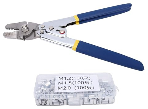 YWBL-WH Outil de Sertissage de Câbles en Acier Inoxydable, 4 Positions de Sertissage 0,1 0,5 1,0 2,2 Mm avec 300 Manchons en Aluminium en 3 Tailles, pour Câbles en Acier