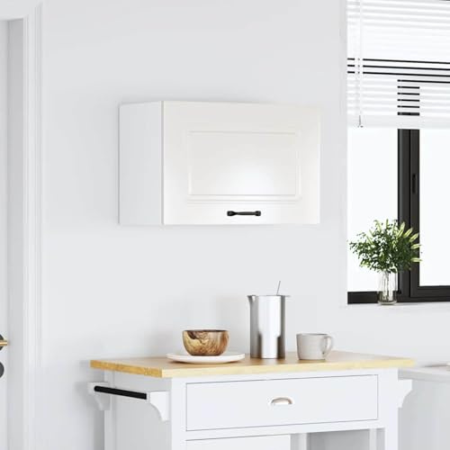 ATOMSTACK MAKER Armoire de cuisine suspendue - Blanc brillant - 60 x 31 x 40 cm - En bois - Avec porte - Charge maximale de 80 kg - Montage mural - Série Kalmar - Pour ranger et économiser de l'espace
