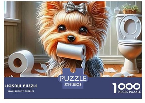 Bathroom Puppy 1000 Piece Jigsaw Puzzle Paper for Adults Toilet Roll Puzzle Game for Family Relaxing Gift 38x26cm/1000pcs