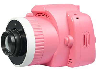 HOODANCOS Portable Camera with Projector for Travel and Camping, Small Video Recording Camera with Music Playback and Ai Editing Feature, Pink Plastic Design