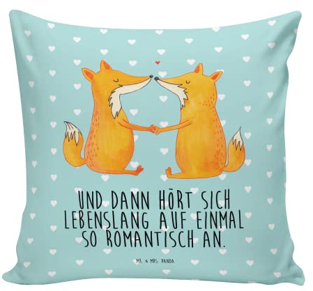 Mr. & Mrs. Panda Kissen Füchse Liebe - Geschenk, Dekokissen Sofa, Ehefrau, Kissenbezüge, Sofakissen, Fuchs, Liebespaar, Liebesbeweis, Kissen 40x40