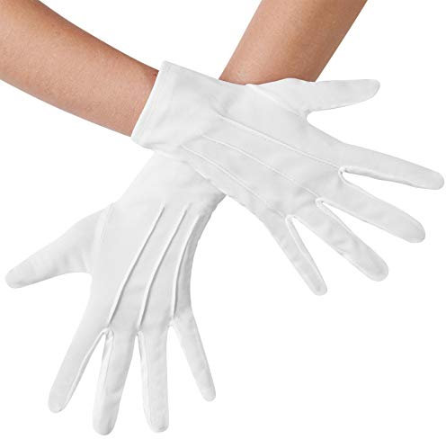 dressforfun 901017 Handschuhe in Einheitsgröße mit Biesen, einfarbige Damen Herren Handschuhe für Kostüm Parade Party Hochzeit Formal Smoking Polizei Uniform - diverse Farben - (weiß | Nr. 303663)