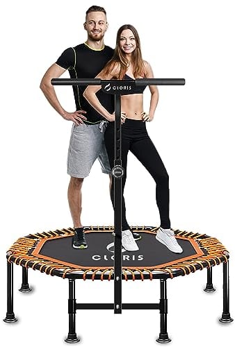CLORIS 48'' Foldable Fitness Trampoline - Max Load 400lbs / 450lbs, Rebounder with Adjustable Foam Handle Indoor/Outdoor Fitness Body Exercise (48'' Orange)