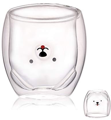 Binoster Taza linda Taza de café Taza de té Vasos Vasos con aislamiento de doble pared Taza de café Taza de leche, El mejor regalo para la oficina y cumpleaños personal (Perro feliz)